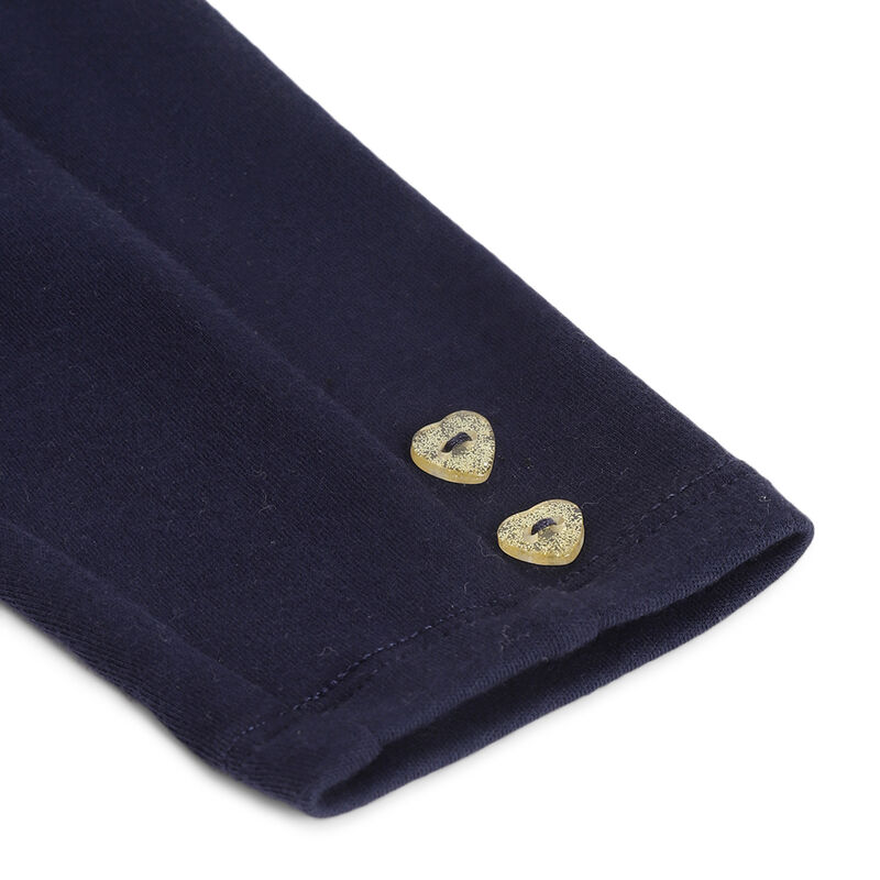 Girls Dark Blue Solid Long Trousers image number 3